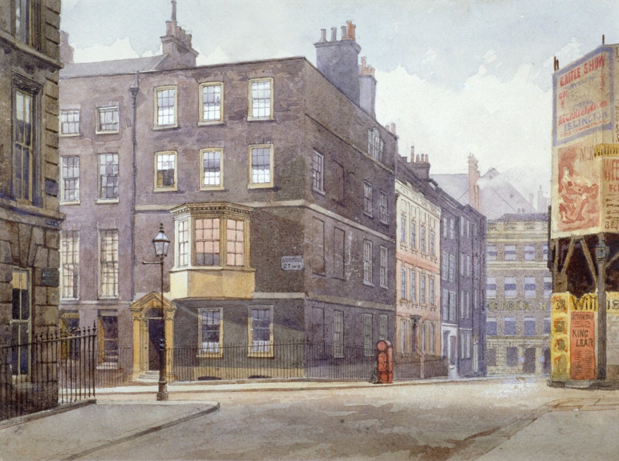 Utsikt över korsningen mellan Howard Street och Norfolk Street, London, 1880 av John Crowther