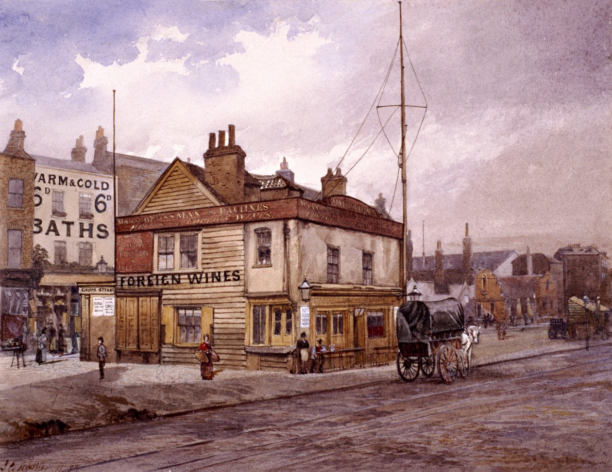 Vine Tavern, Mile End Road, Stepney, London, c1883 av John Crowther