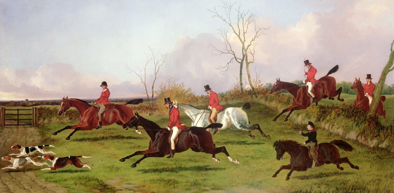 Full Cry with His First Hunt (olja på duk) av John Dalby