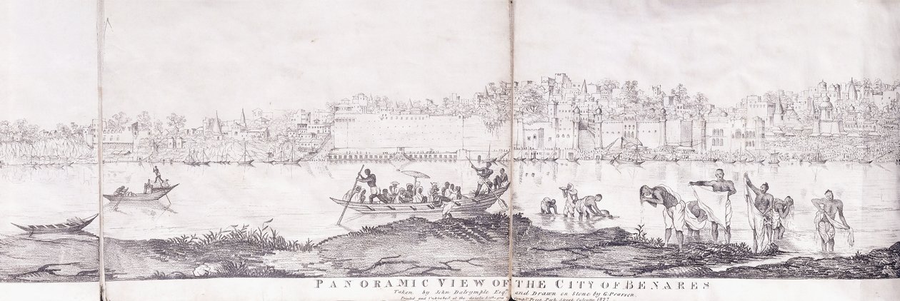 Panoramautsikt över staden Benares, 1827 av John Dalrymple