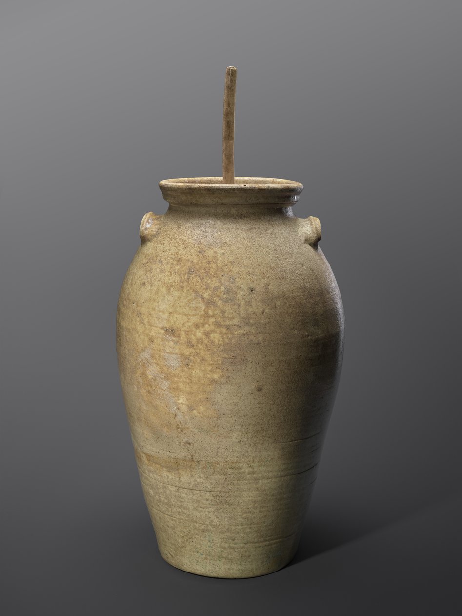 Churn, c. 1850-1883 (alkaliskt glaserat stengods med trä) av John Davis (attr.to) Leopard