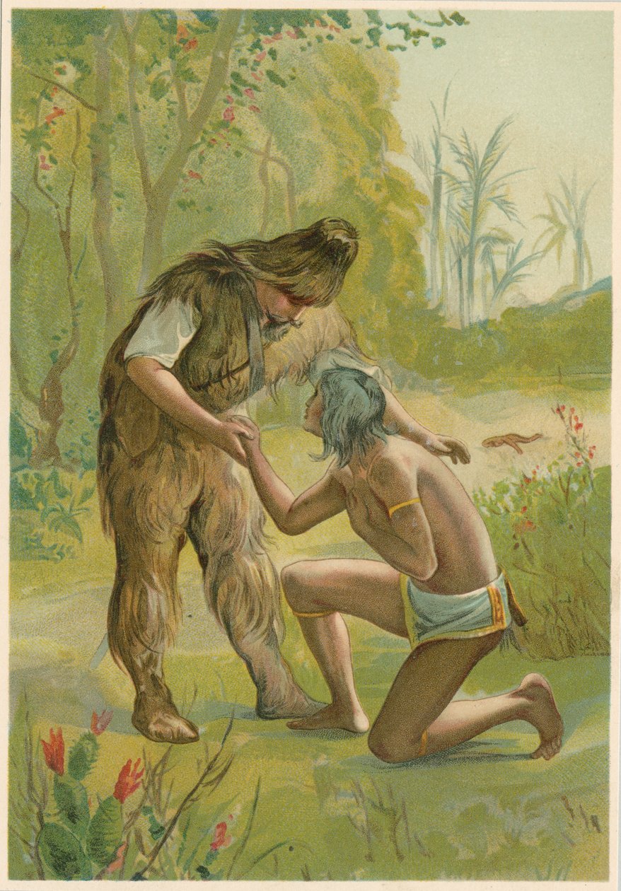 Scen från Robinson Crusoe av Daniel Defoe, 1892 av John Dawson Watson