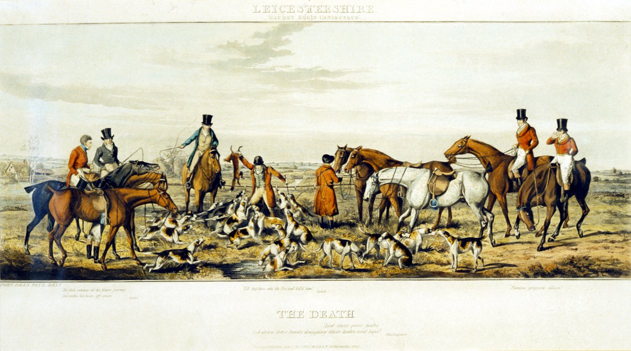 The Death, The Leicestershires, graverad av Henry Alken (1785-1851) 1825 (färgstick) av John Dean (after) Paul