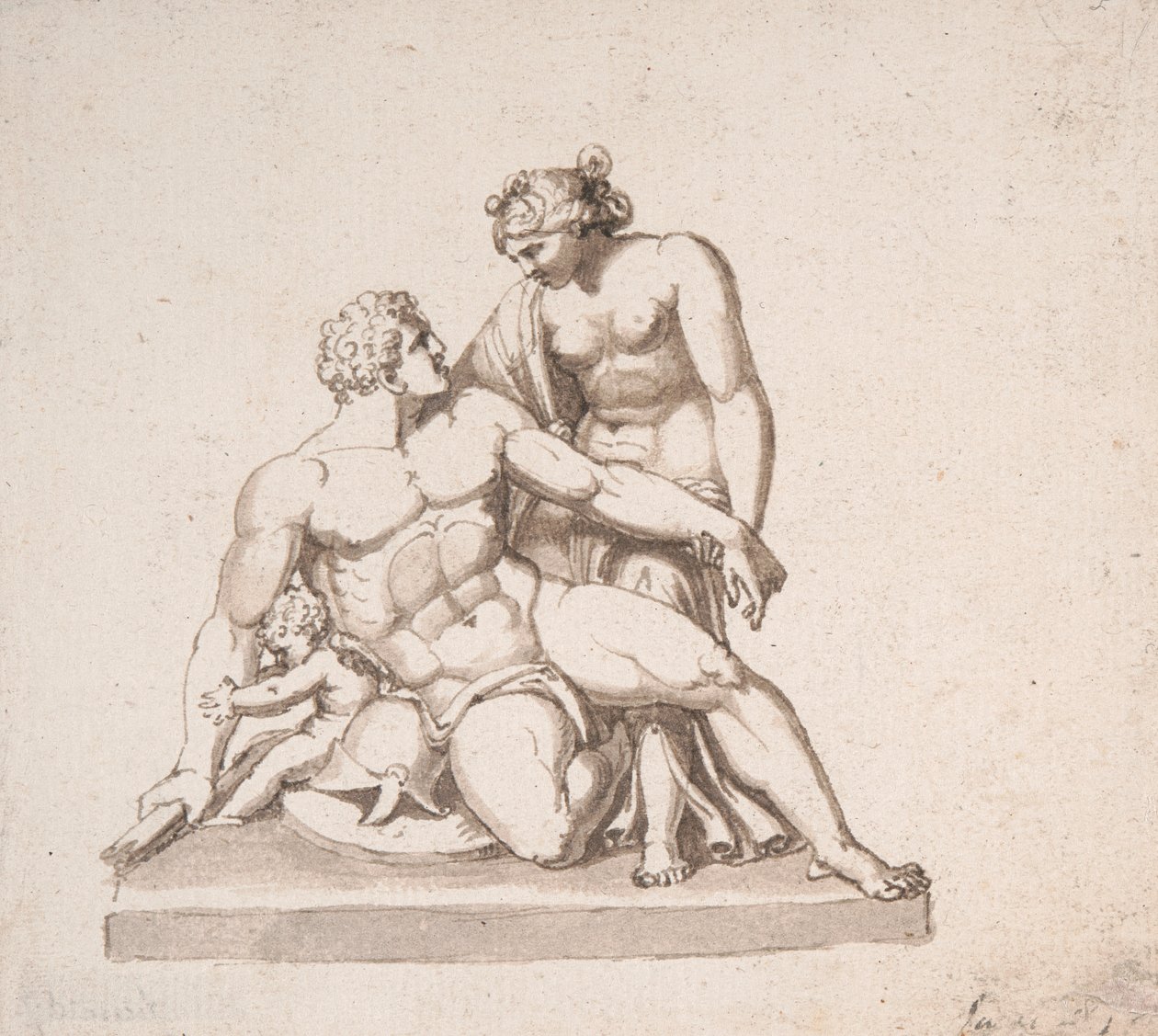 Studie av en skulpturgrupp: Mars, Venus och Amor av John Deare