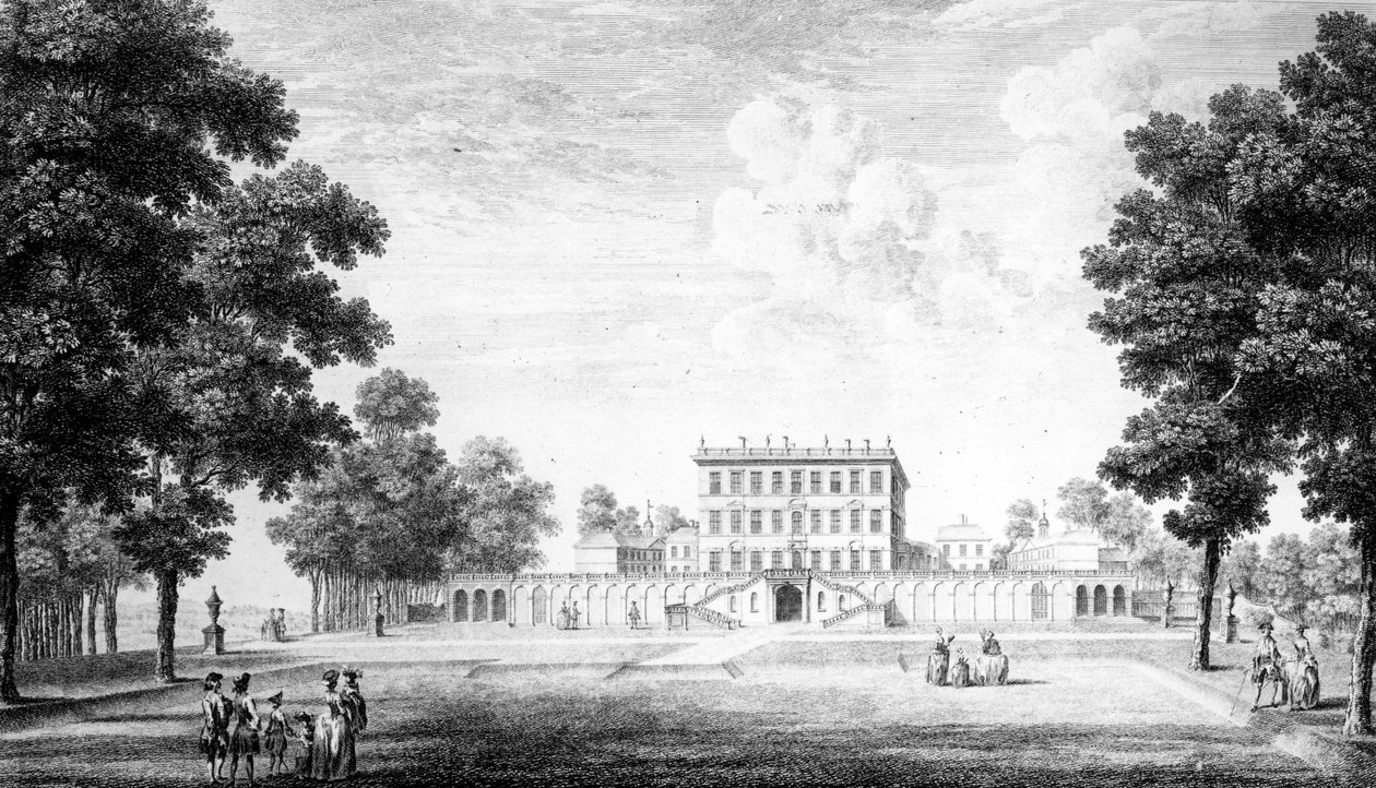 Trädgårdsfronten till Cliveden House i grevskapet Bucks, 1753 av John Donowell