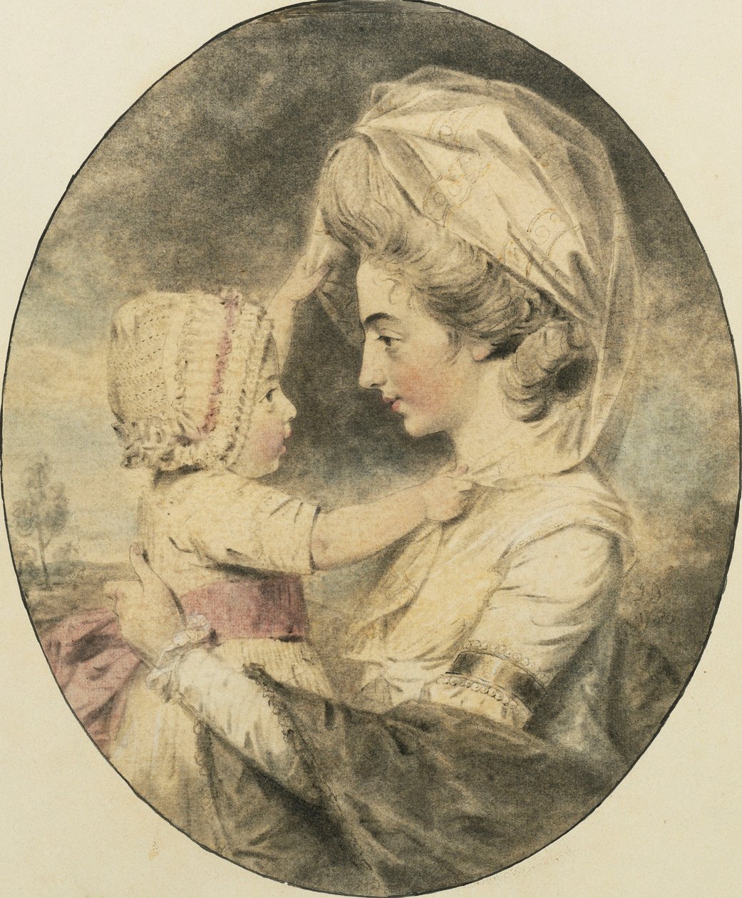 Porträtt av fru Hartop och hennes barn, 1780 av John Dowman