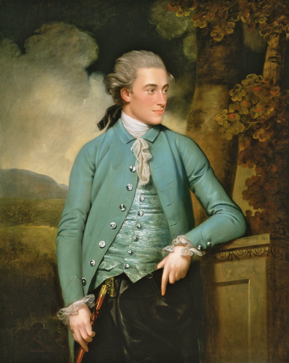 Ett porträtt av John Mortlock från Cambridge och Abington Hall, Great Abington, Cambridgeshire, 1779 (se 197912 för par) av John Downman
