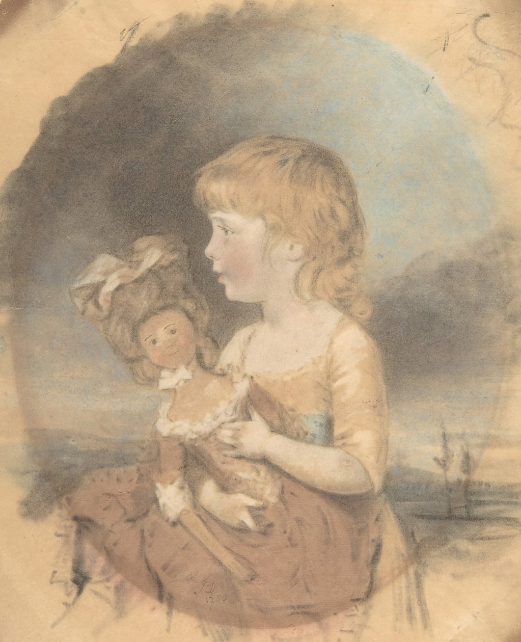 Barn som håller en docka, 1780. av John Downman