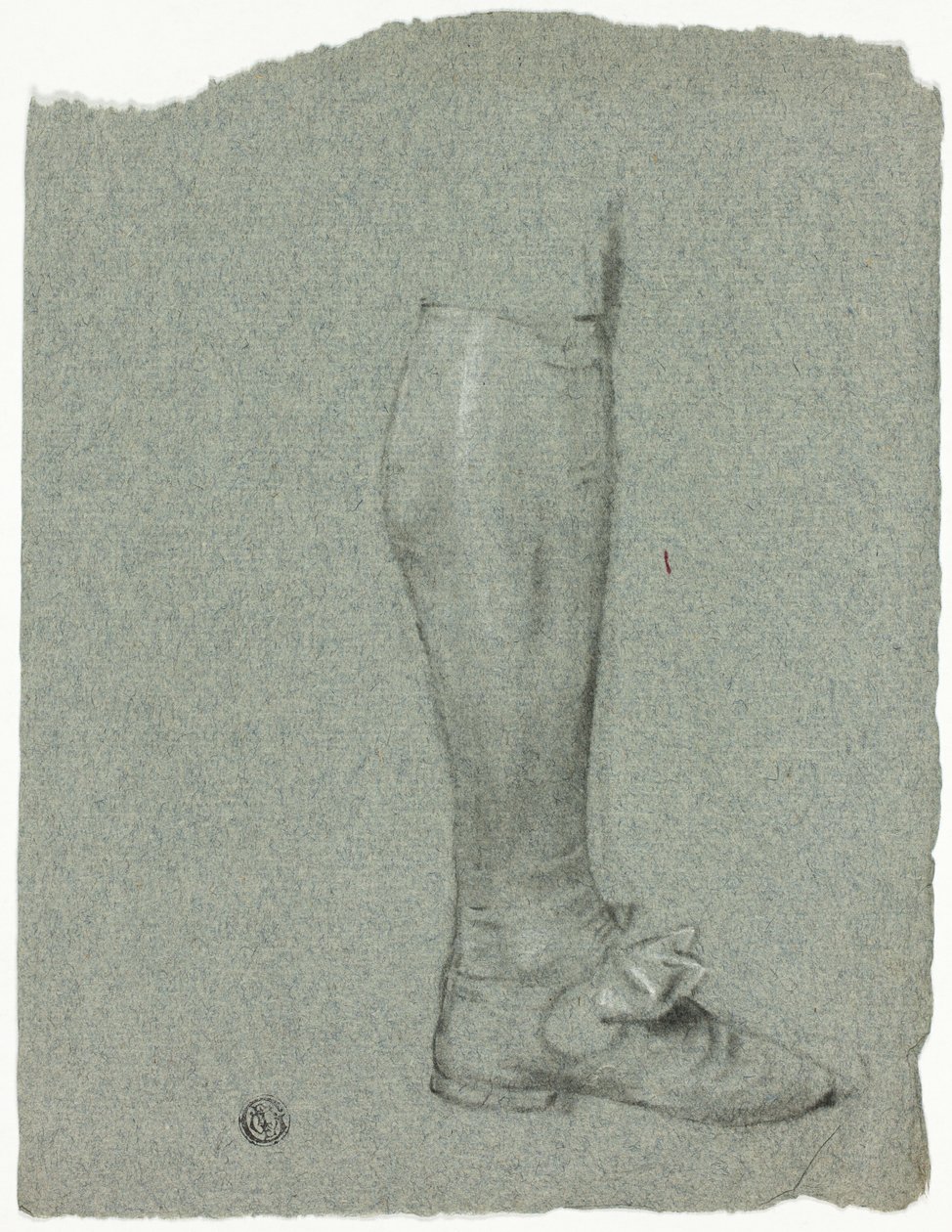 Ben av stående figur (recto); Skiss av skor (verso) av John Downman