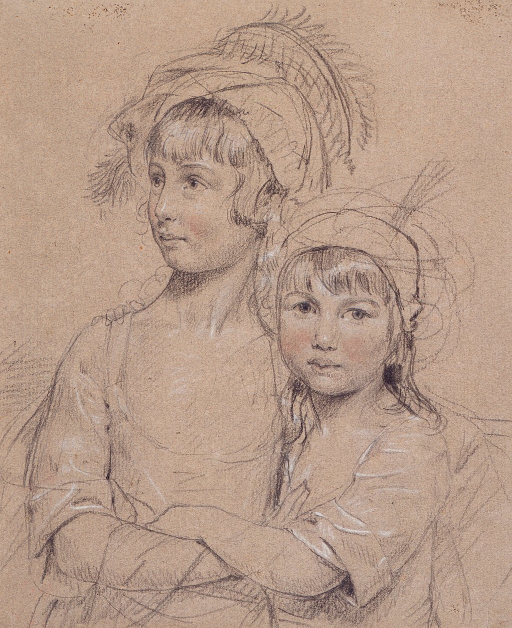 Nr 1857 Fröken Rigby, två döttrar till Mr Rigby av Norwich (1747-1821), en hyllad kirurg, 1778 (krita på papper) av John Downman