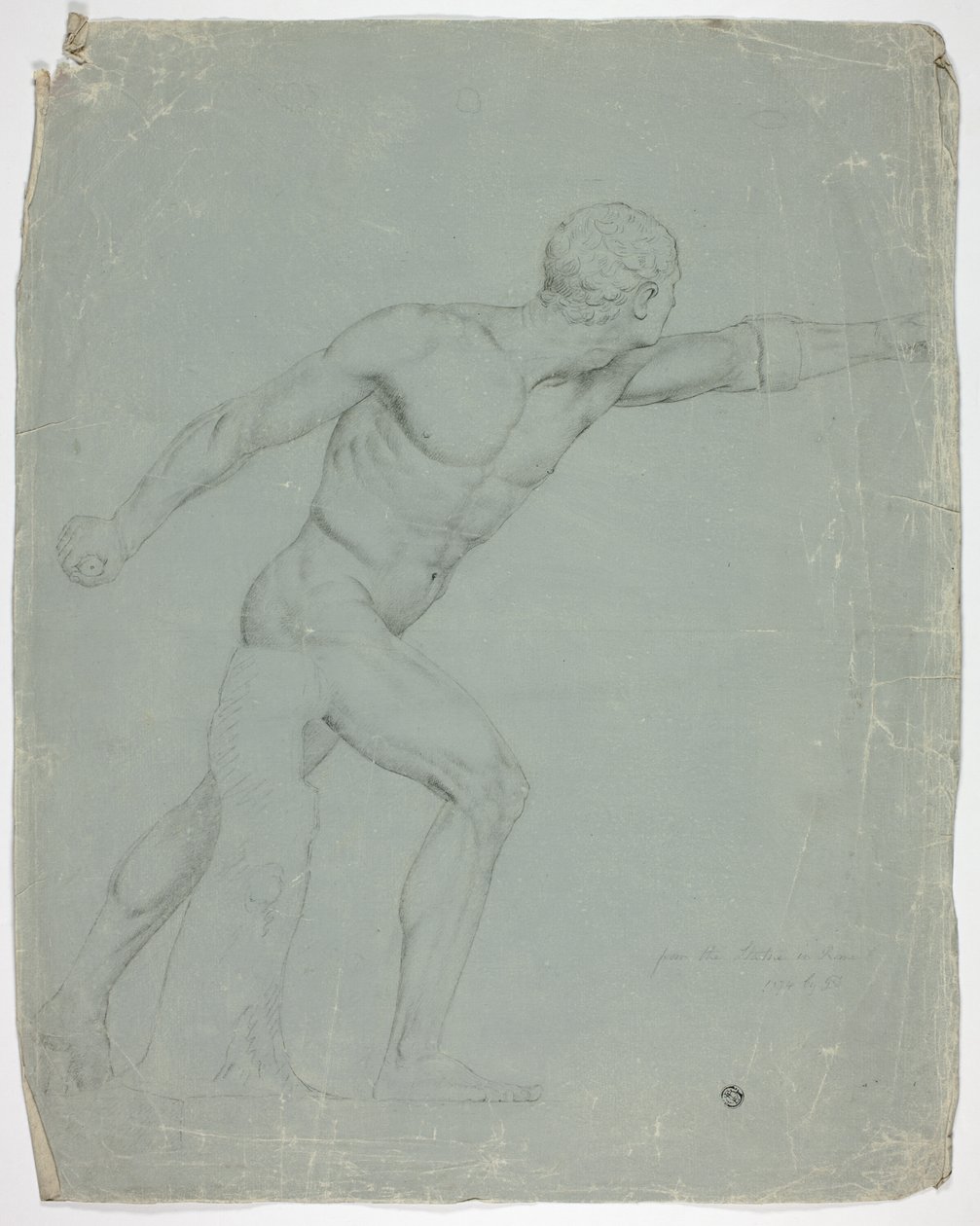 Borghese-gladiatorn från statyn i Rom av John Downman