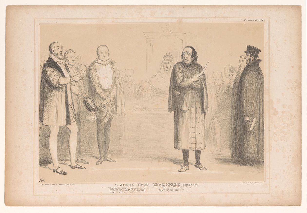 Spotprent träffade Disraeli som Shylock En scen från Shakspere (komprimerad!) (titel på objekt) HB Sketches (serietitel på objekt) av John Doyle