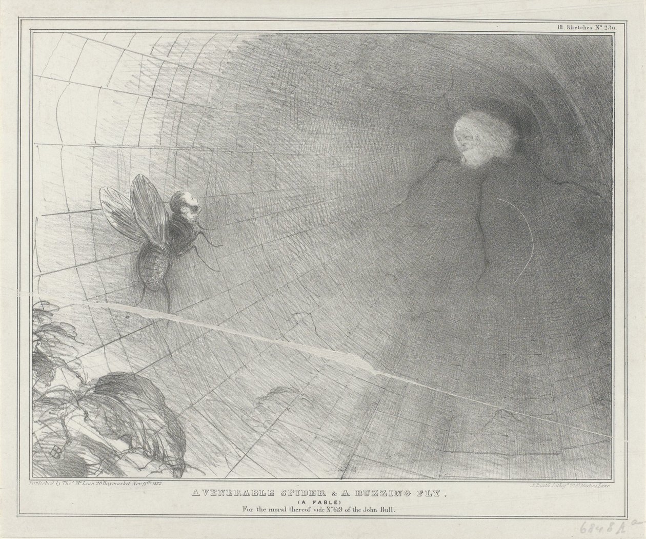 Talleyrand as een spin in his web, 1832 En ärevördig spindel & en surrande fluga. (En fabel) (titel på objekt) Politiska skisser (serietitel) av John Doyle