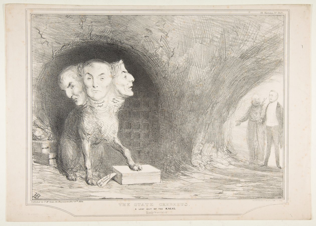 The State Cerberus, A Leaf Out of the Ænead, fritt översatt, 11 december 1834. av John Doyle