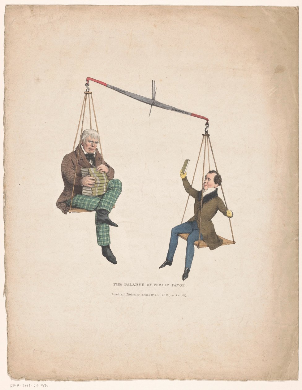Vågen med författarna Walter Scott och Thomas Moore Balansen mellan allmänhetens gunst (titel på objekt) av John Doyle