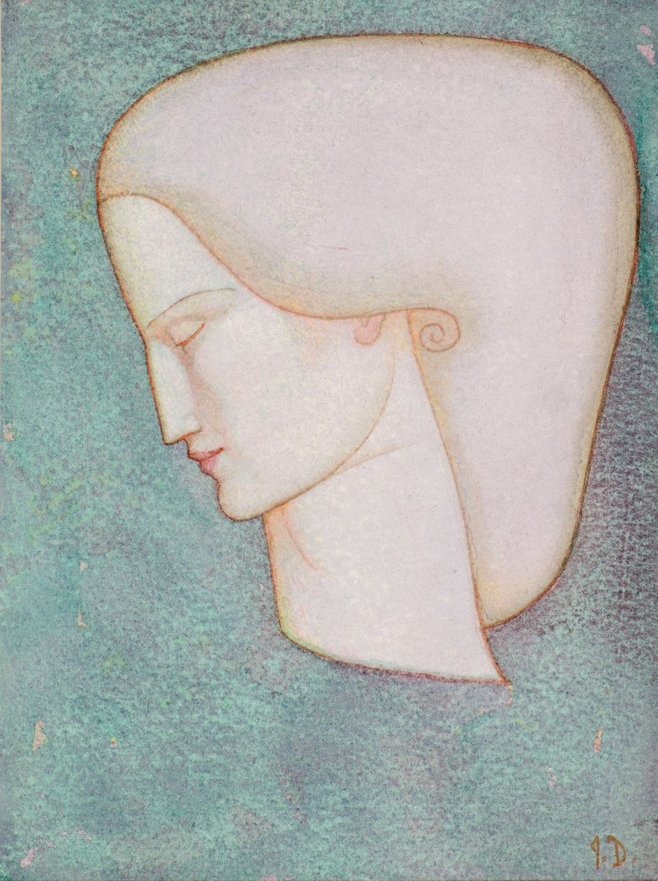 Kvinnligt huvud (akvarell) av John Duncan