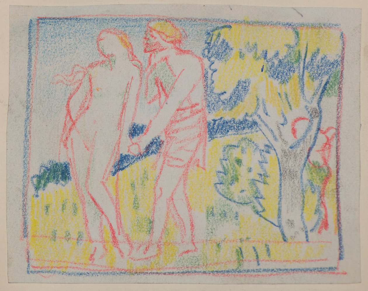 Untitled [Manlig och kvinnlig figur i ett landskap] (penna) av John Duncan