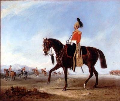 En beriden officer och strejkvakter från 3rd Dragoon vakter på manövrar av John E. Ferneley