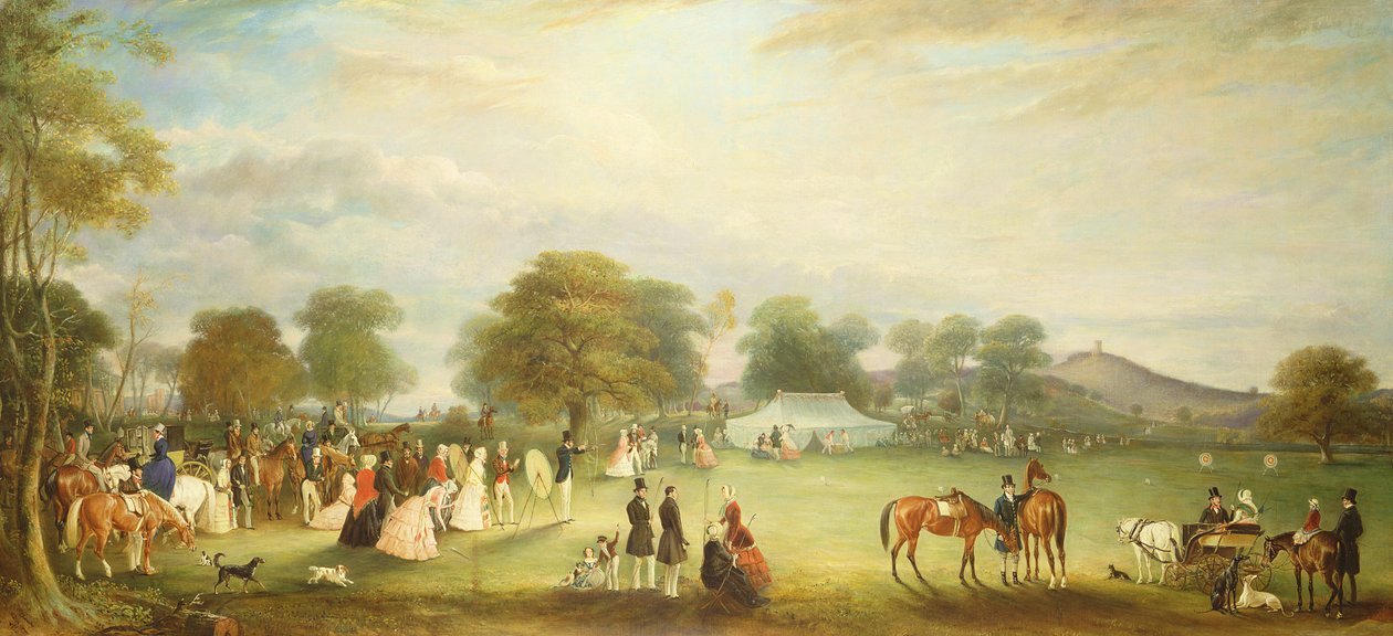 Bueskydningsmøde i Bradgate Park, Leicestershire, 1850 swed av John E. Ferneley