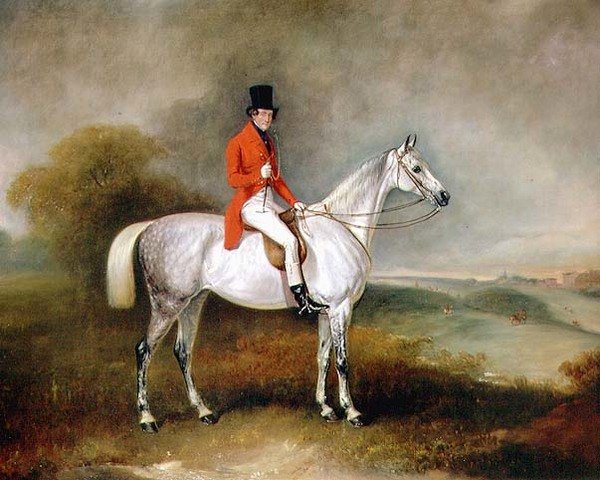 Charles Neil Hogg på sin jägare "Alice Grey", Ormely Hall, Leicestershire av John E. Ferneley
