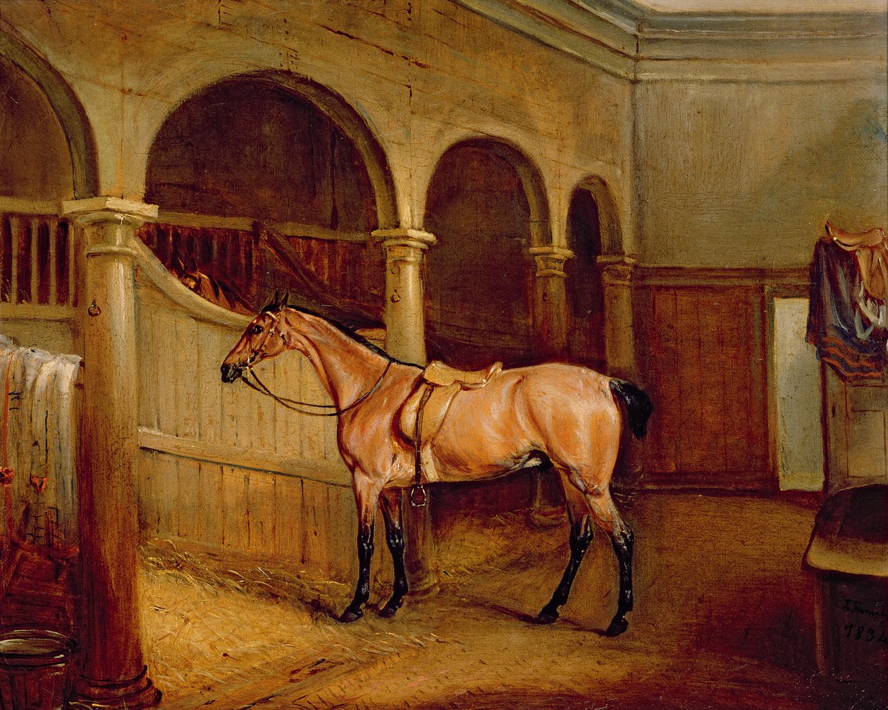Lord Villiers Roan Hack i stallet på Middleton Park av John E. Ferneley