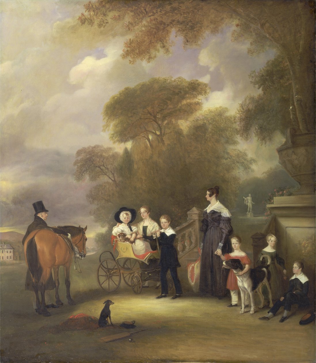 The Rev och Mrs Henry Palmer med sina sex yngre barn i Withcote Hall, nära Oakham, Leicestershire av John E. Ferneley