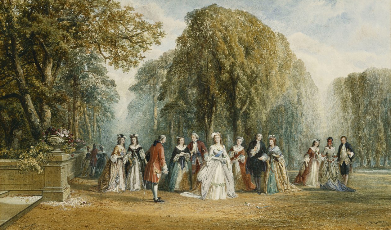 Introduktionen: Eleganta figurer i en trädgård, 1870 av John Edmund Buckley