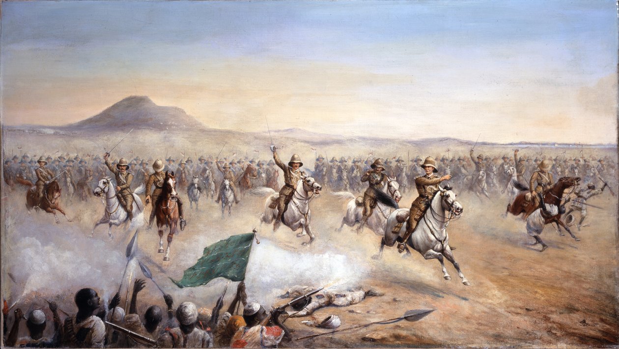 The Charge of the 21st Lancers at Omdurman, 2 september 1898 (olja på duk) av John Edward Chapman Mathews