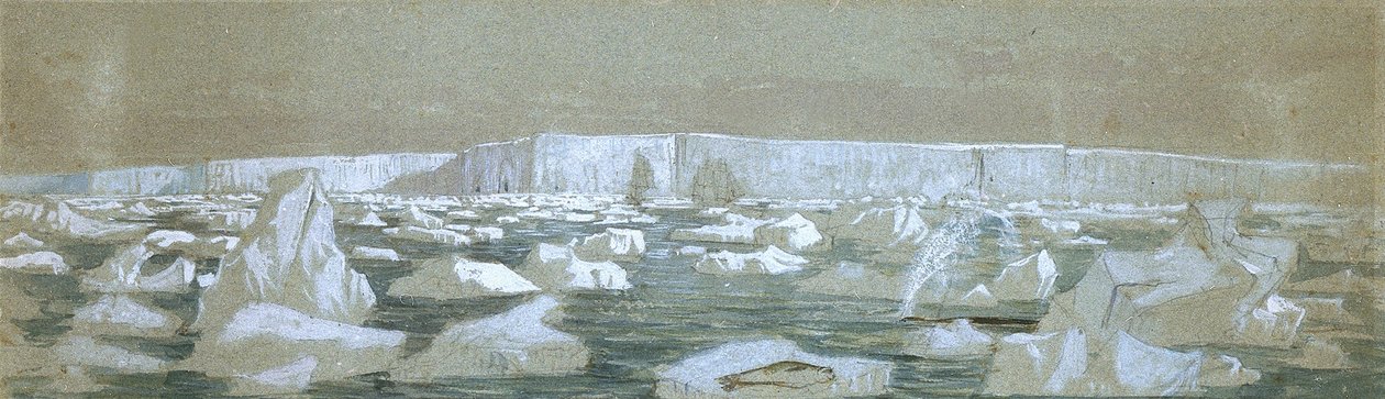 Del av södra polarbarriären, 2 februari 1841 (akvarell) av John Edward Davis