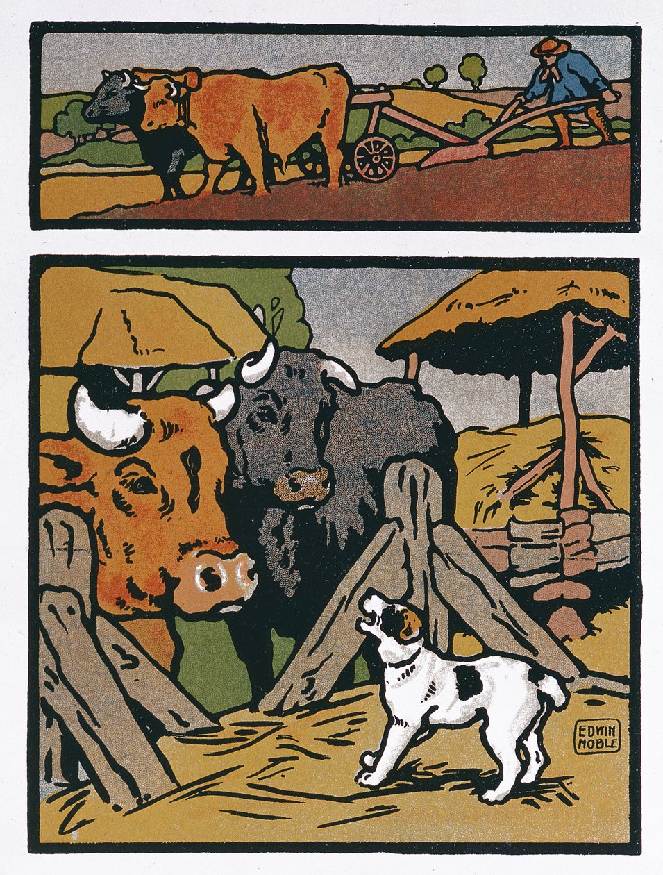 Illustration till The Dog and the Cow, från 