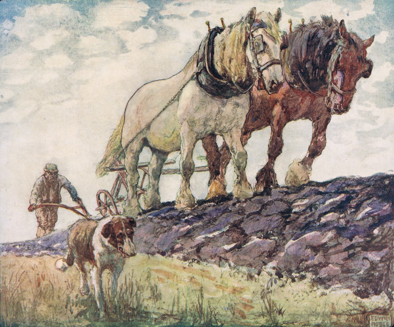 Plöjer fältet, illustration från 