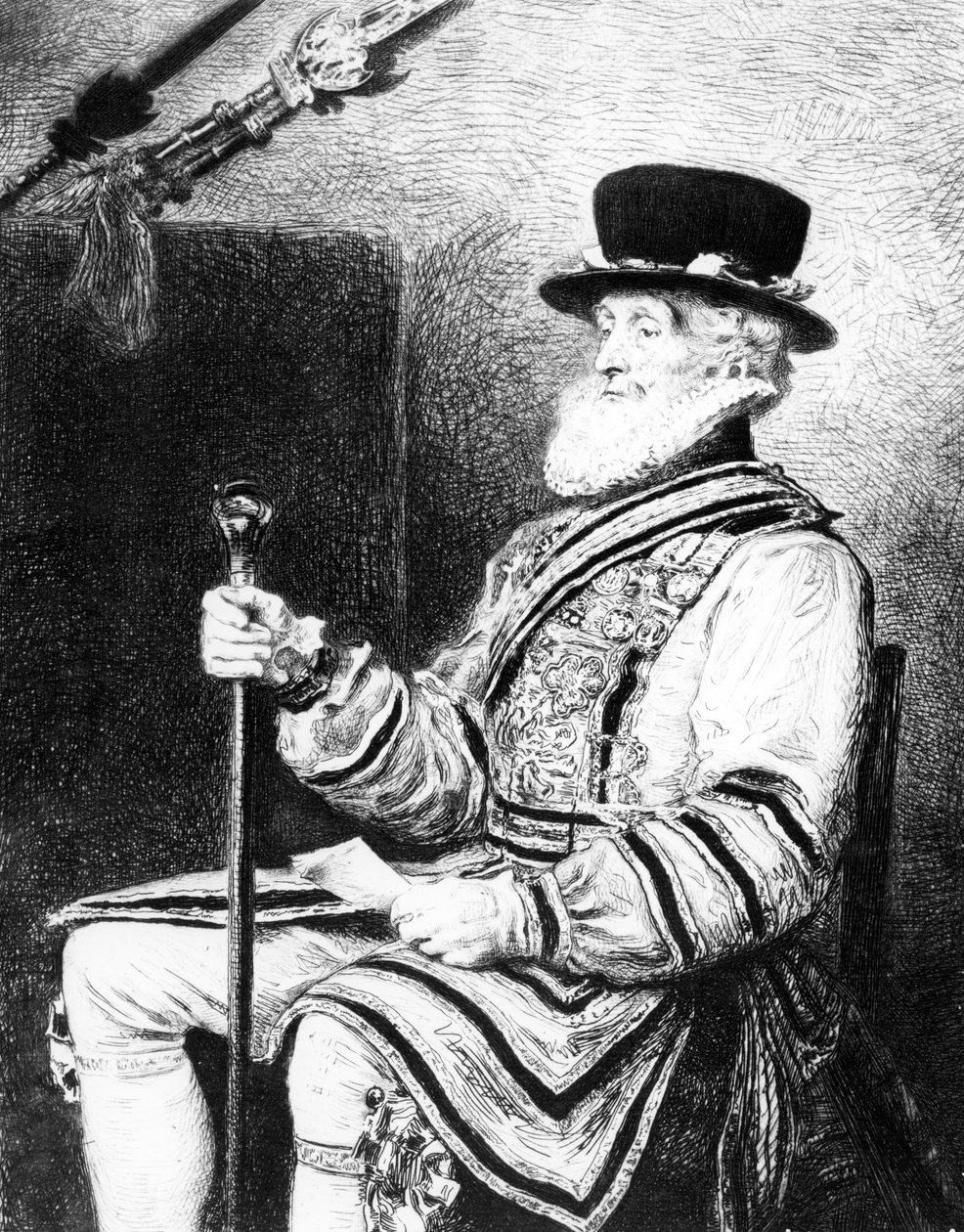 The Yeoman of the Guard, tryck gjord av Charles Waltner av John Everett (after) Millais