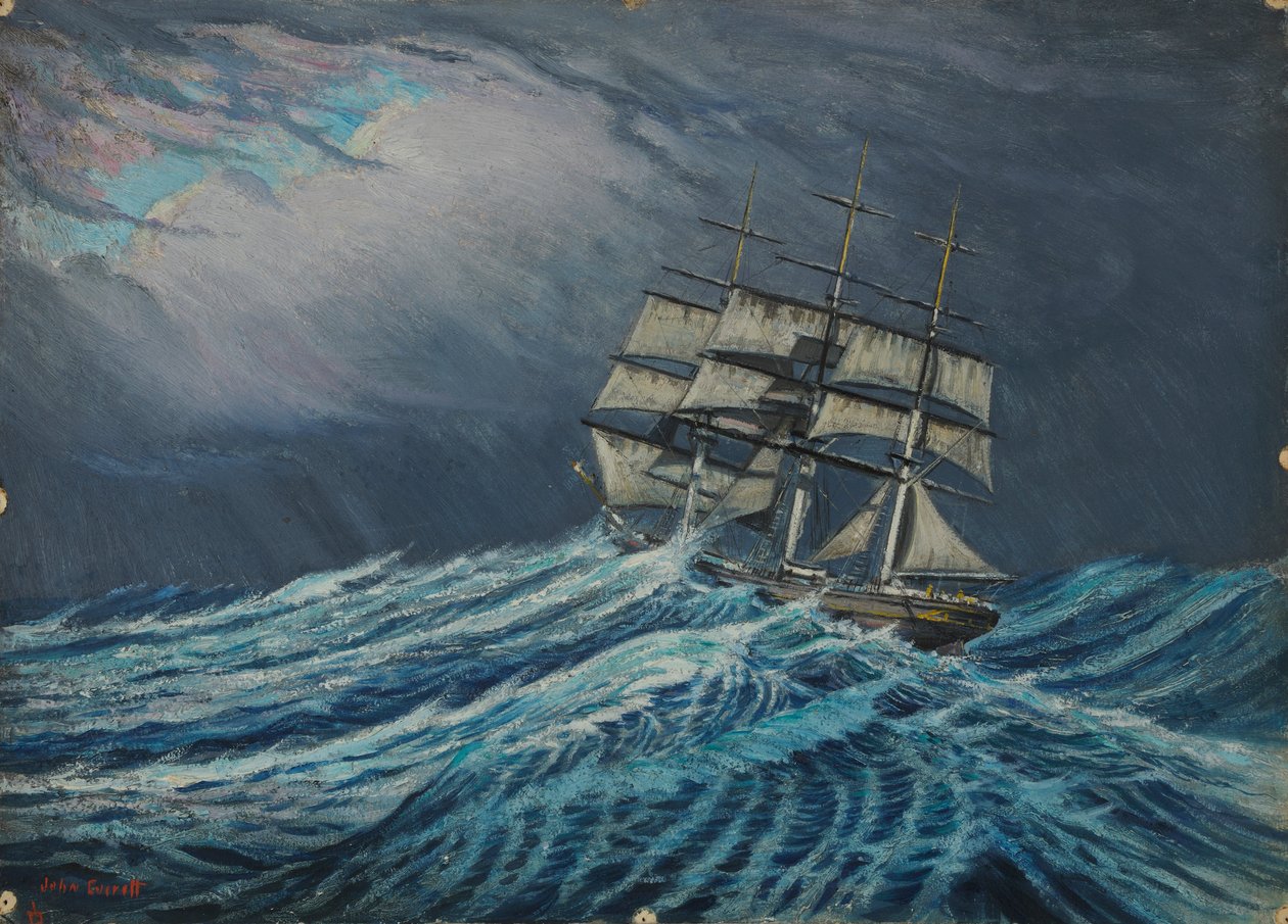 Ett segelfartyg, sent 1800-tal - mitten av 1900-talet (olja på kort) av John Everett