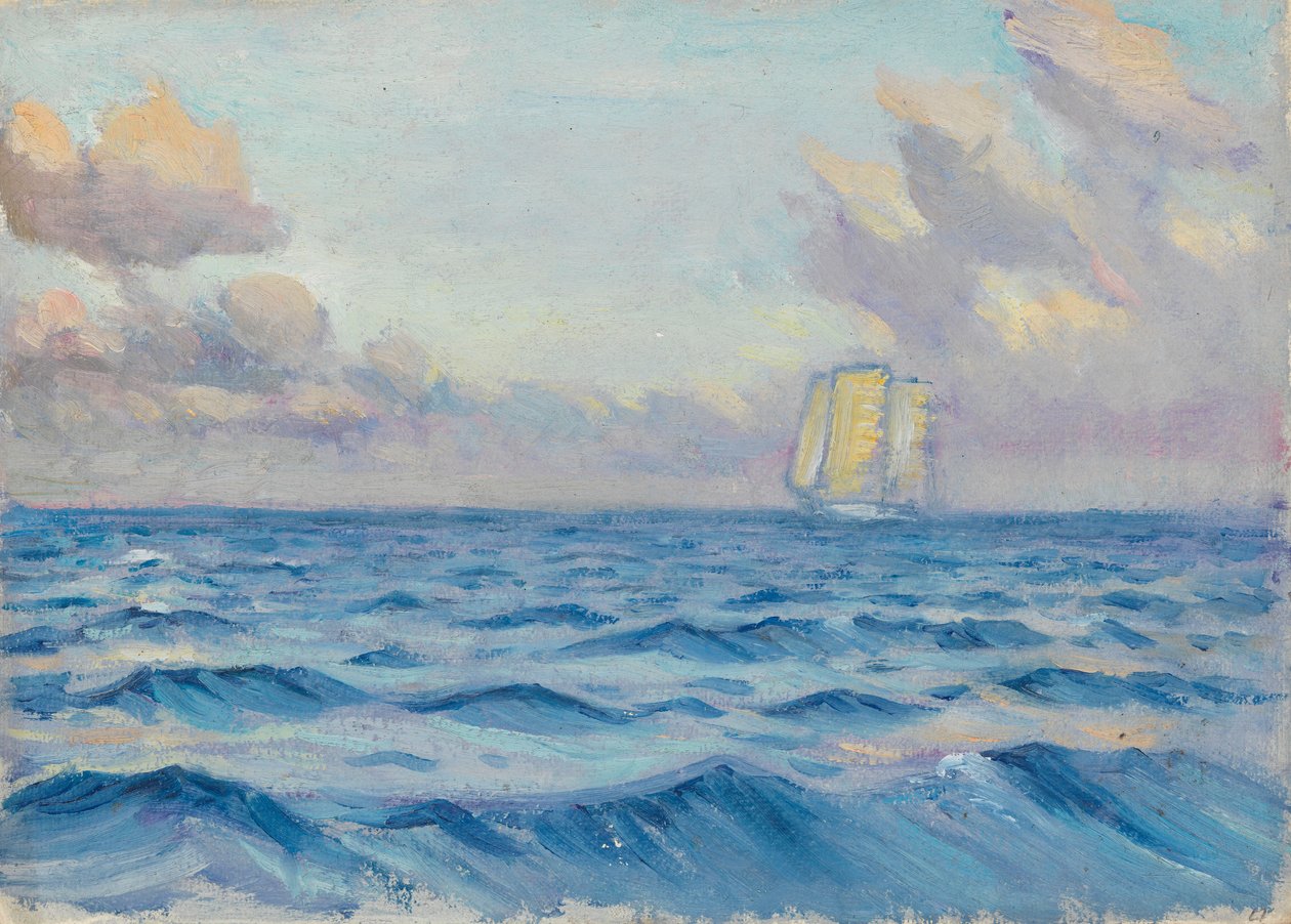 Ett segelfartyg, sent 1800-tal - mitten av 1900-talet (olja på papper) av John Everett
