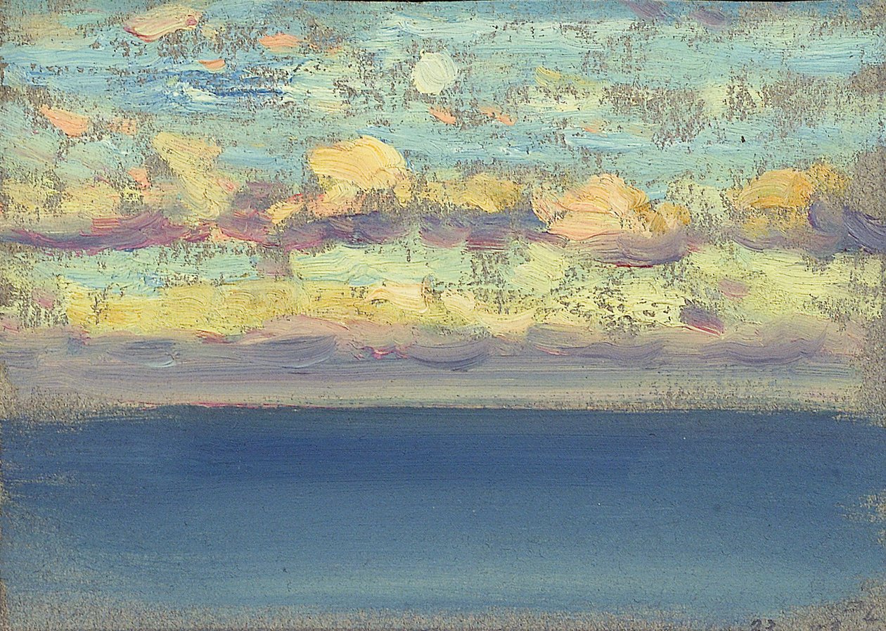 Havslandskap, tidigt till mitten av 1900-talet (olja på papper) av John Everett