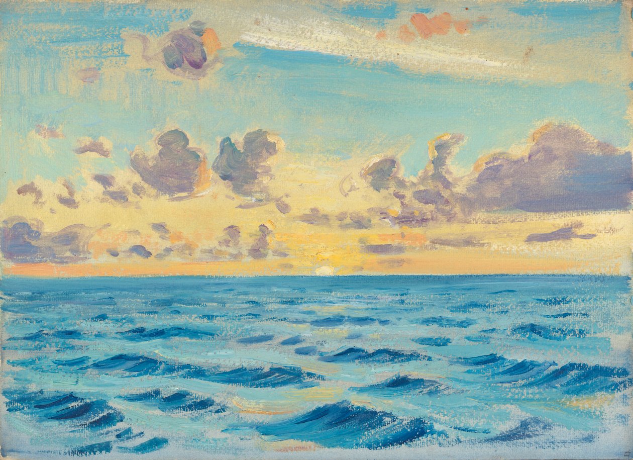 Havslandskap, slutet av 1800-talet - mitten av 1900-talet (olja på papper) av John Everett