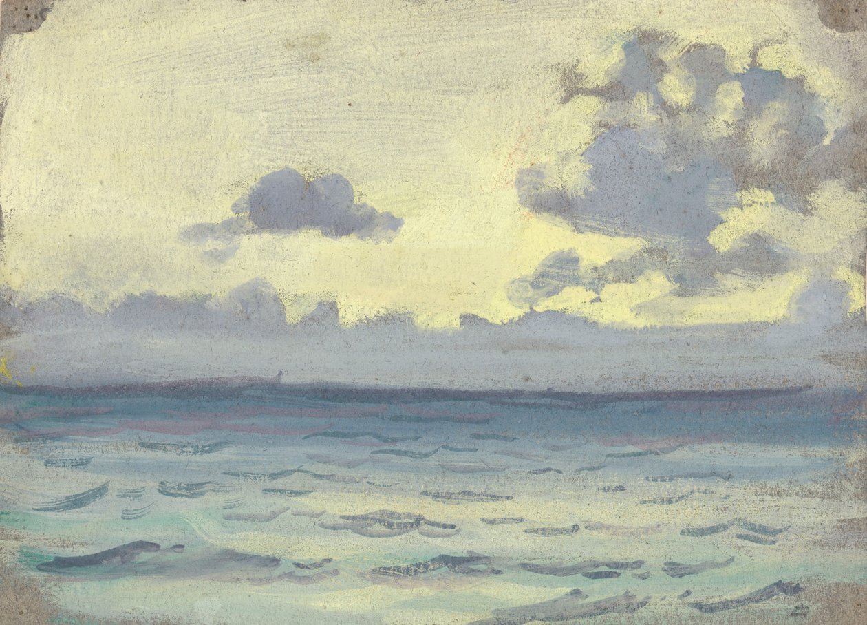 Havslandskap, fartyg på en lugn horisont, slutet av 1800-talet - mitten av 1900-talet (akvarell, grafit, papper) av John Everett