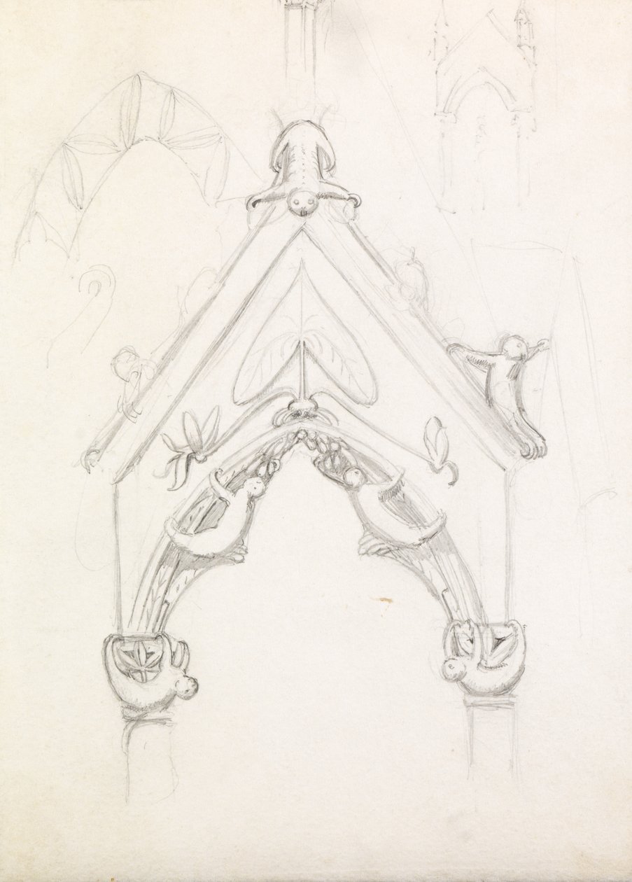 A Whimsical Gothic Archway, c.1853 (penna på papper) av John Everett Millais