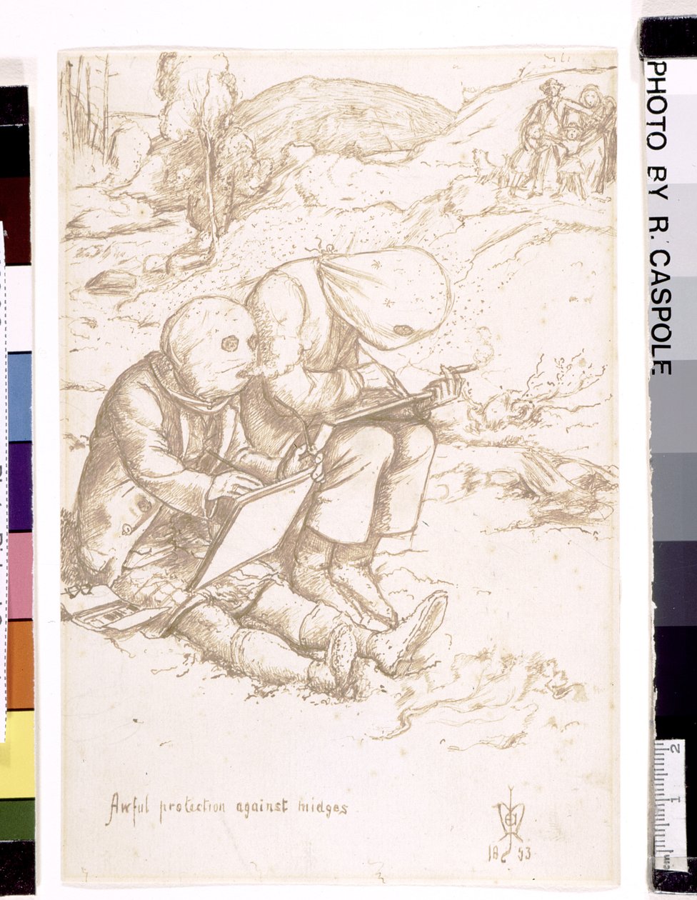 Awful Protection Against Midges, 1853 (penna och brunt bläck på papper) av John Everett Millais
