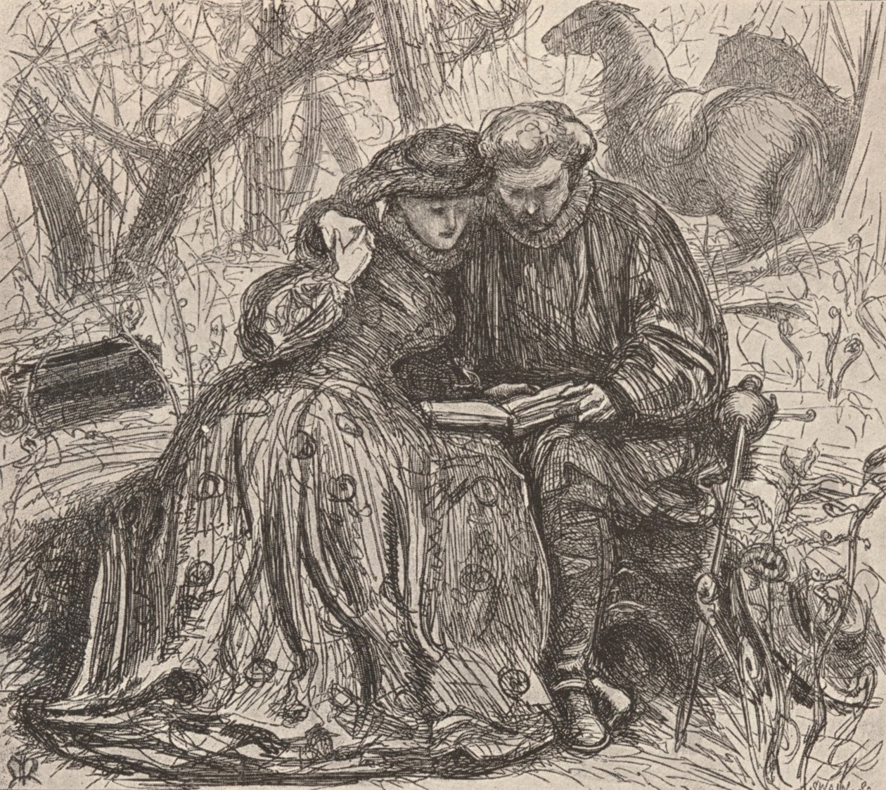 Illustration från syster Annes frivård, c1850-1890, 1923 av John Everett Millais