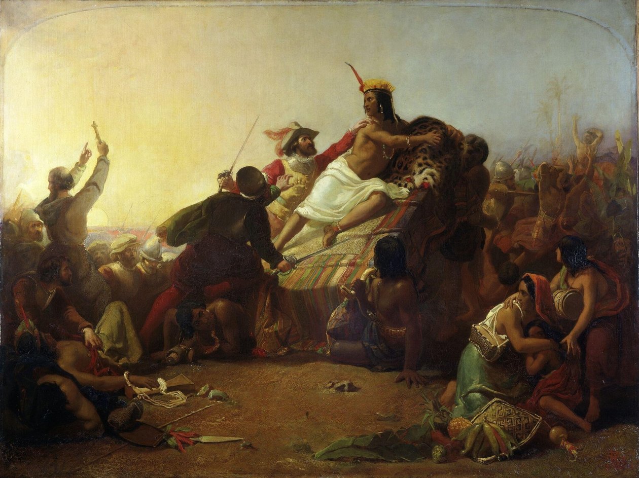 John Everett Millais - Pizarro besegrar inkafolket i Peru av John Everett Millais