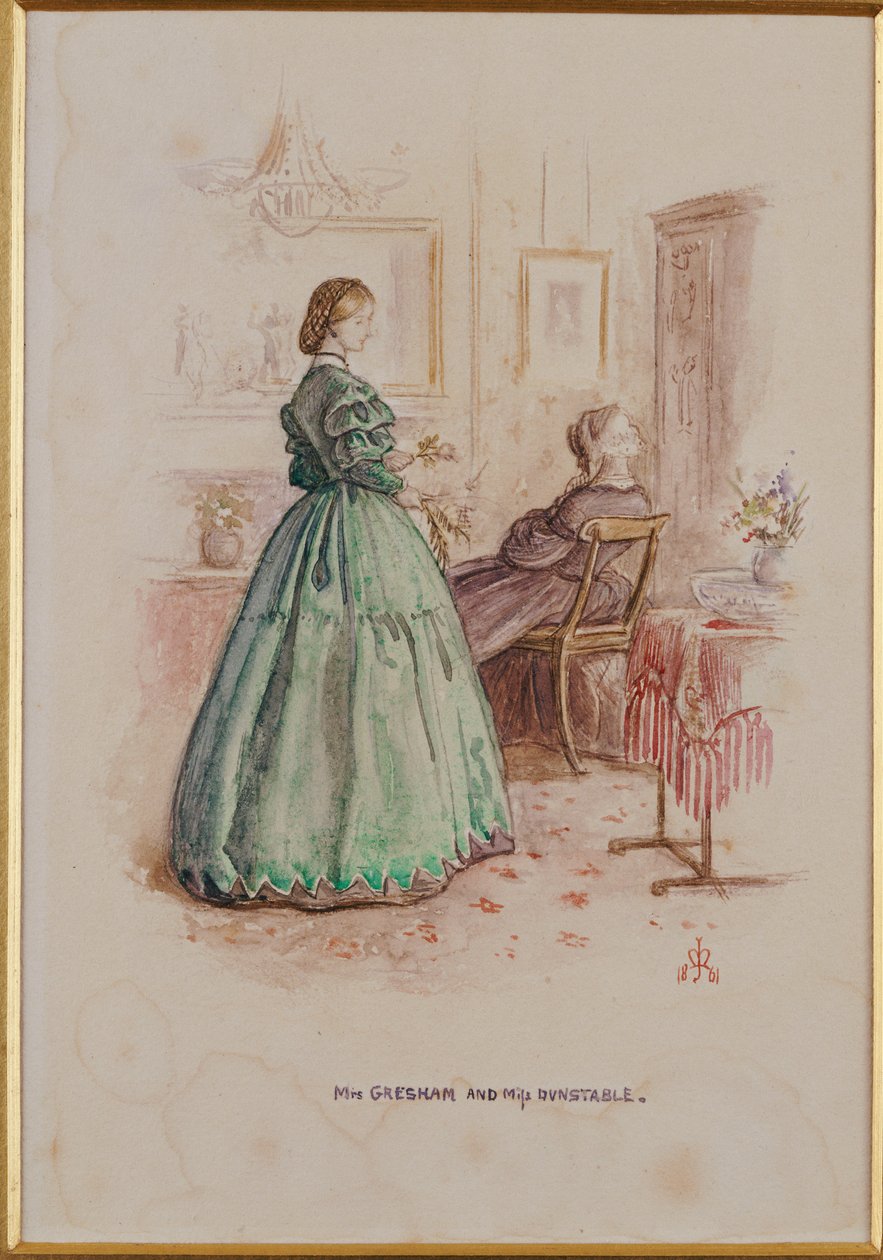Mrs. Gresham och Miss Dunstable: En illustration till "Framley Parsonage", 1861 av John Everett Millais