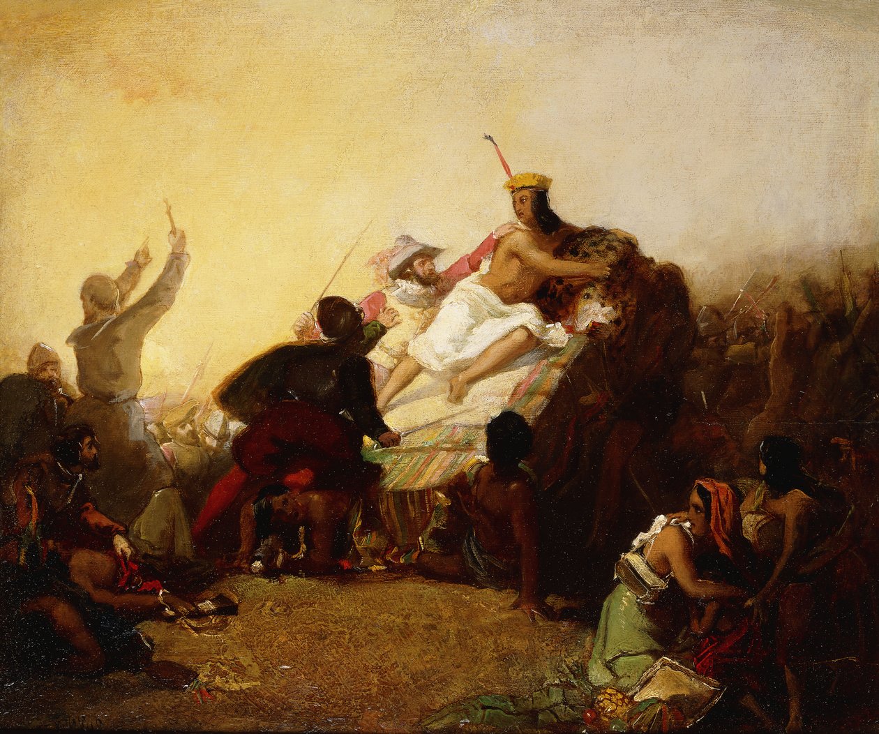 Pizarro griper inkan i Peru, 1846 av John Everett Millais