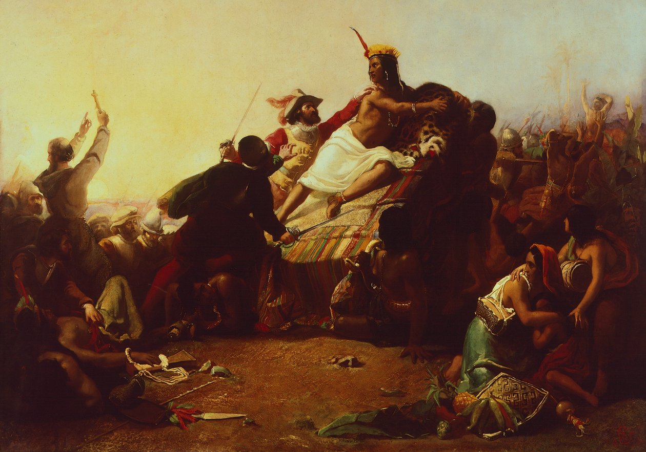Pizzaro storleksbestämmer inkan av Peru, av John Everett Millais av John Everett Millais