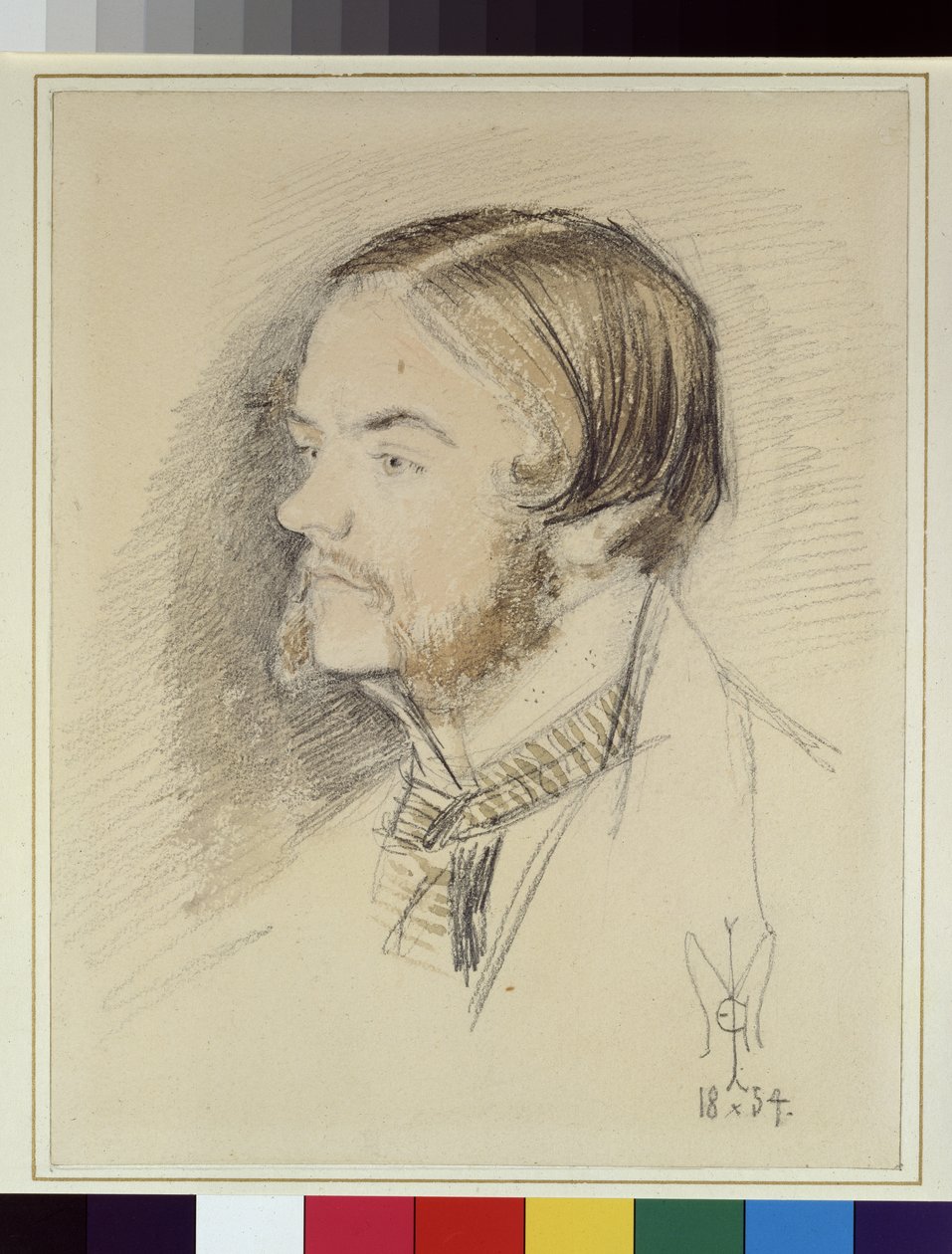 Porträtt av Holman Hunt, 1854 (wc och penna på papper) av John Everett Millais