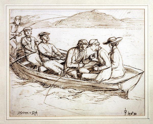 Lax en myt (penna och bläck på papper) av John Everett Millais