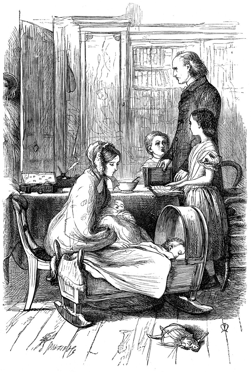 Scen från Framley Parsonage av Anthony Trollope, 1860. av John Everett Millais