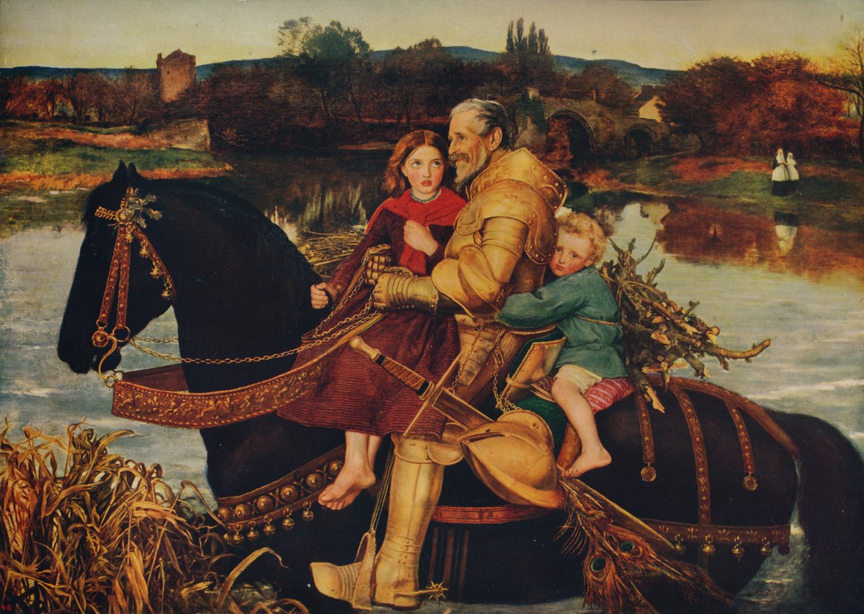 Sir Isumbras vid Ford, 1857, c1915 av John Everett Millais