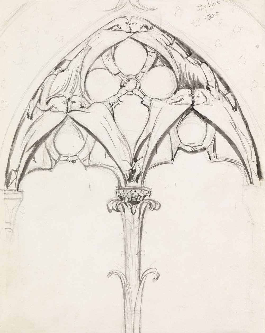 Studera för en fönsterdesign av John Everett Millais