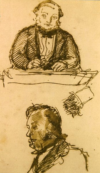 Auktionsförrättaren (penna och bläck på papper) av John Everett Millais